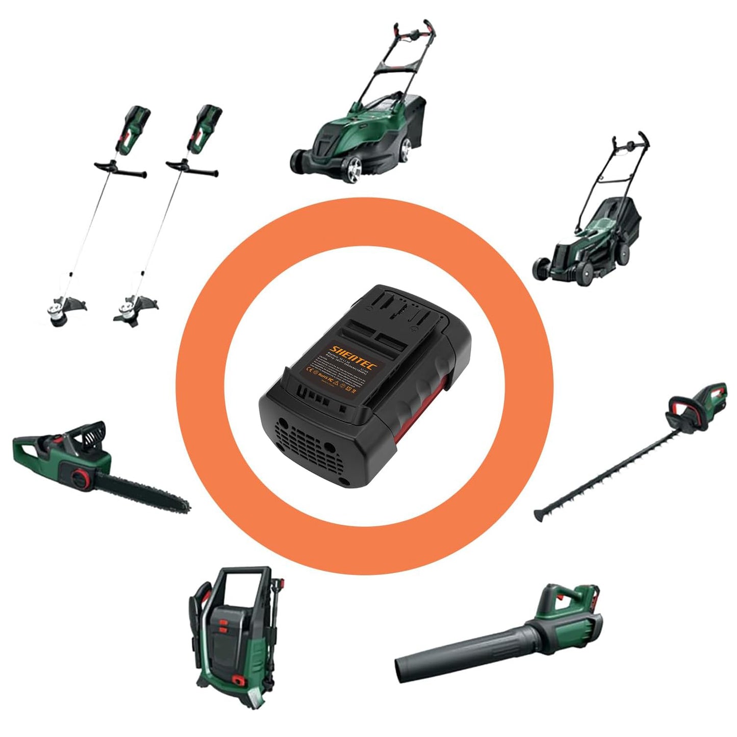 SHENTEC 36V 5aH Li-Ion-Ersatzakku für Bosch Rotak 32 LI 34 LI 37 LI 43 LI Bosch 36V BAT810 BAT836 BAT840 D70771 2607336003
