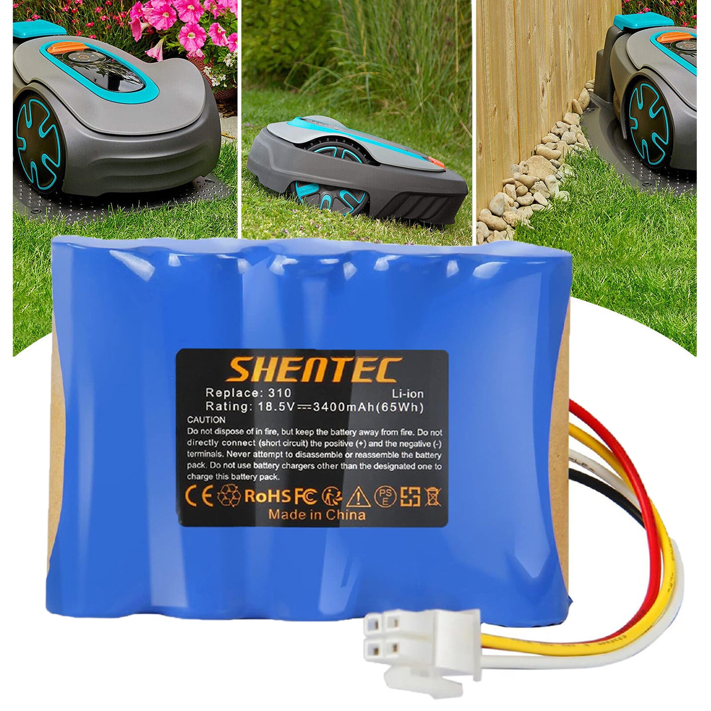SHENTEC 18.5V 3.4Ah Li-ion-Akku für Husqvarna 584 85 28-01 Gardena Sileno R100Li R130L