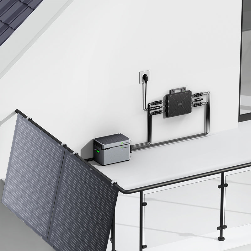 Balkonkraftwerk 800W flexibles Solarkit mit 4 x 200 W Solarmodulen, 800W Wechselrichter, 1600W Smart Hub & 1024WH Power Box