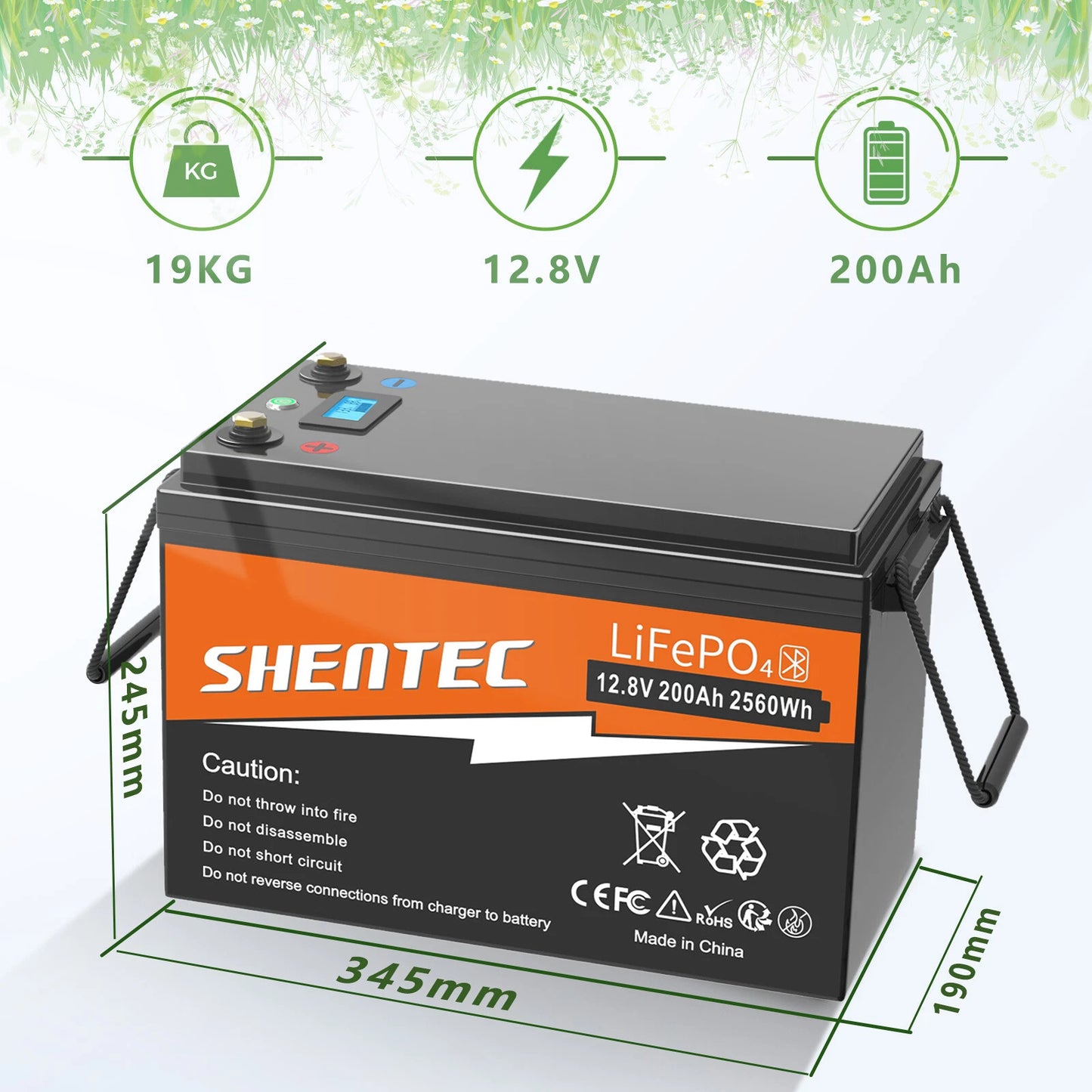 SHENTEC 12V 200Ah Lithium LiFePO4 Batterie für Boot & Wohnmobil 6000+ Zyklen