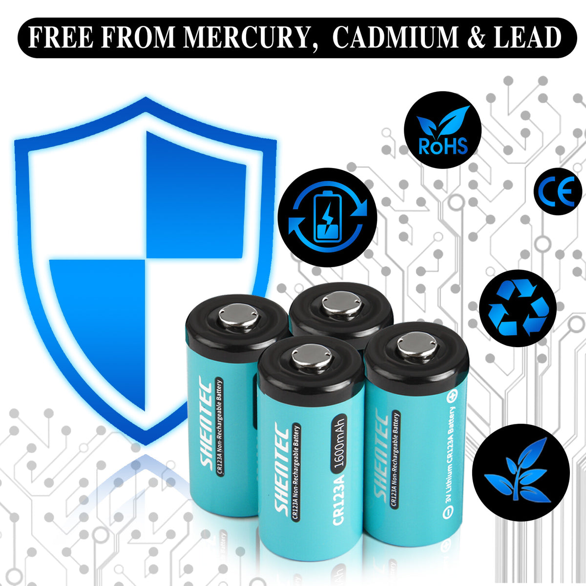 SHENTEC 20x 3V 1600mAh 123 CR123 CR123A Lithium-Batterie für DL123A-Fotokamera