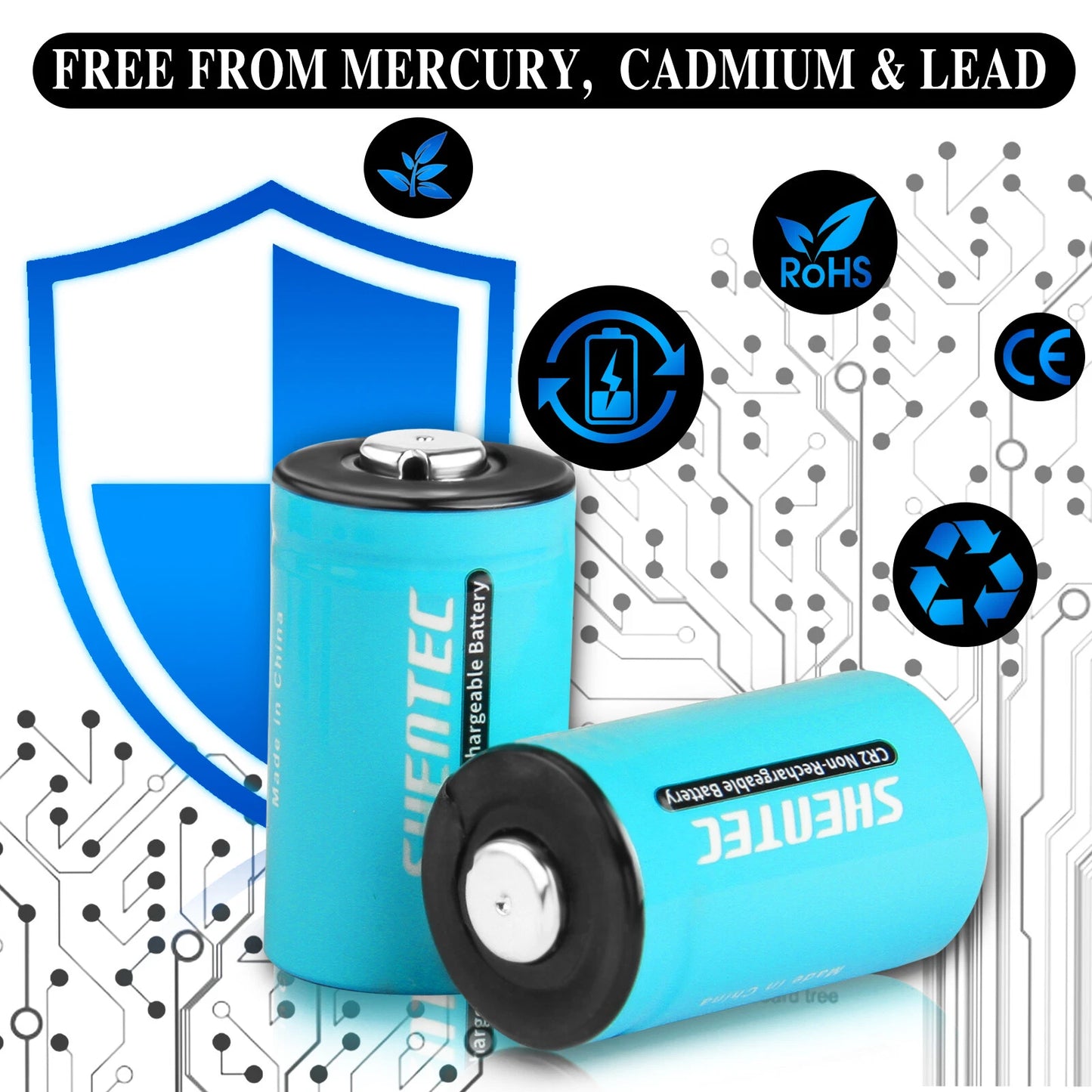 SHENTEC 20 Stück 1000mAh 3 Volt CR-2 CR2 Lithiumbatterie für DR2R DLCR2 KCR2 CR17355