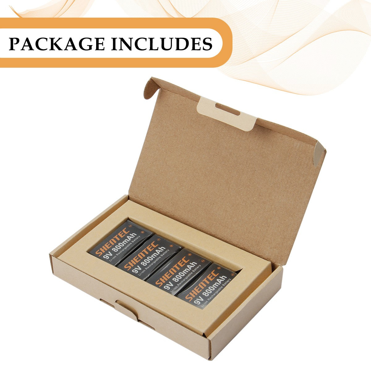 SHENTEC 8er-Pack 9V 800mAh wiederaufladbare Lithium-Batterie 6F22 PP3 LR22 MN1604