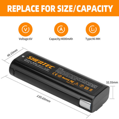 SHENTEC 2x 4AH 6V Batterie für Paslode 404717 B20544E 900600 IM250 IM350 IM65 IM50