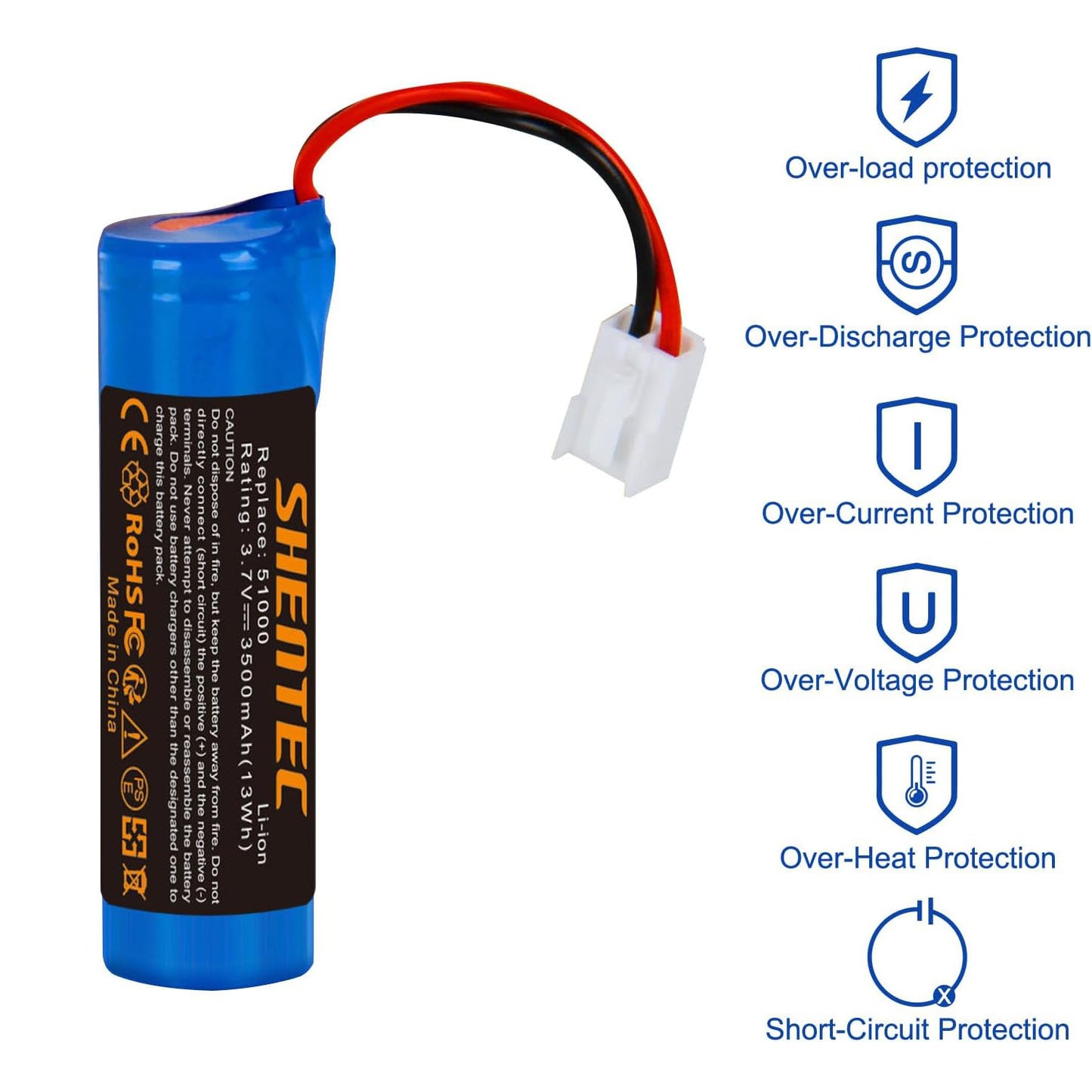 SHENTEC 3.7V 3500mAh Li-ion Replacement Battery For Window Cleaner for Leifheit Dry&Clean 51000, 51002, 51113, 51114