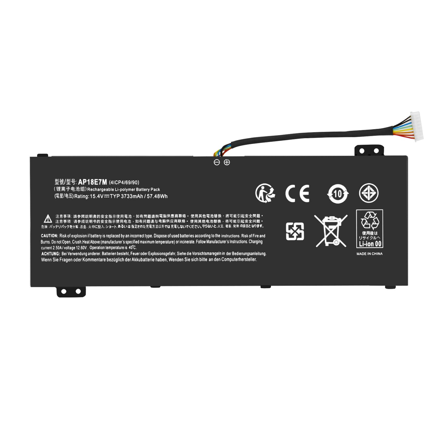 57Wh 15.4V Ersatzakku AP18E8M E7M 4ICP4/70/88 für Acer Nitro 7 AN715-51 AN515-52