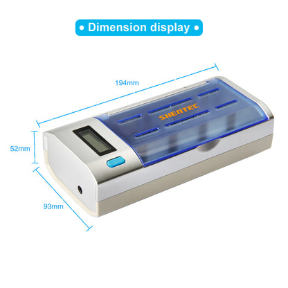 SHENTEC LCD Universal-Batterieladegerät für AA AAA C D 9V Ni-MH Ni-Cd wiederaufladbare Batterien