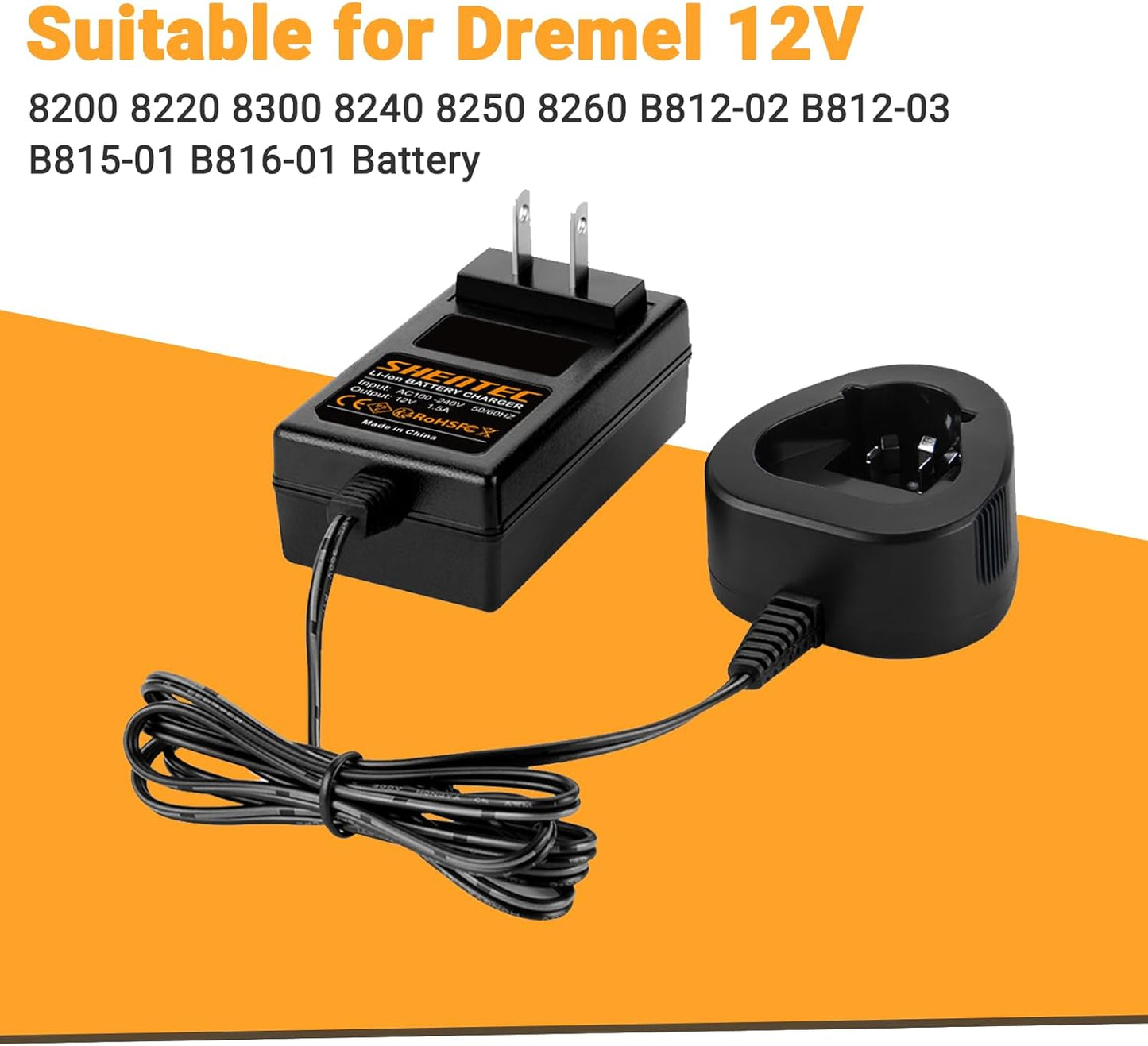 SHENTEC 12V Li-ion Battery Charger Compatible with Dremel