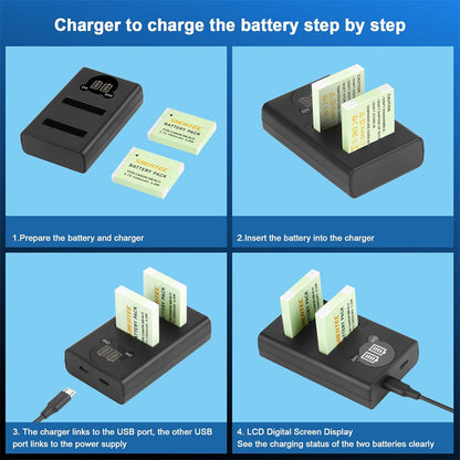 SHENTEC Battery NB-6L, NB-6LH + USB LCD Charger for Canon PowerShot
