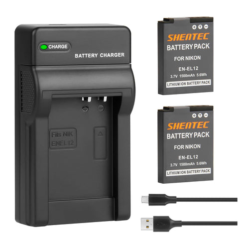 SHENTEC Li-ion EN-EL12 EL12 Battery Charger for Nikon Coolpix