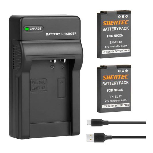 SHENTEC Li-ion EN-EL12 EL12 Battery Charger for Nikon Coolpix