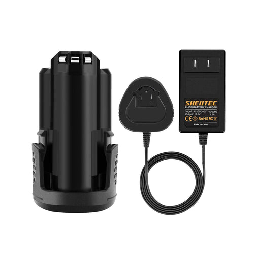 `SHENTEC 3000ｍAh 12V Lithium-Ionen-Akku kompatibel mit Dremel (12V-Ladegerät inklusive)`