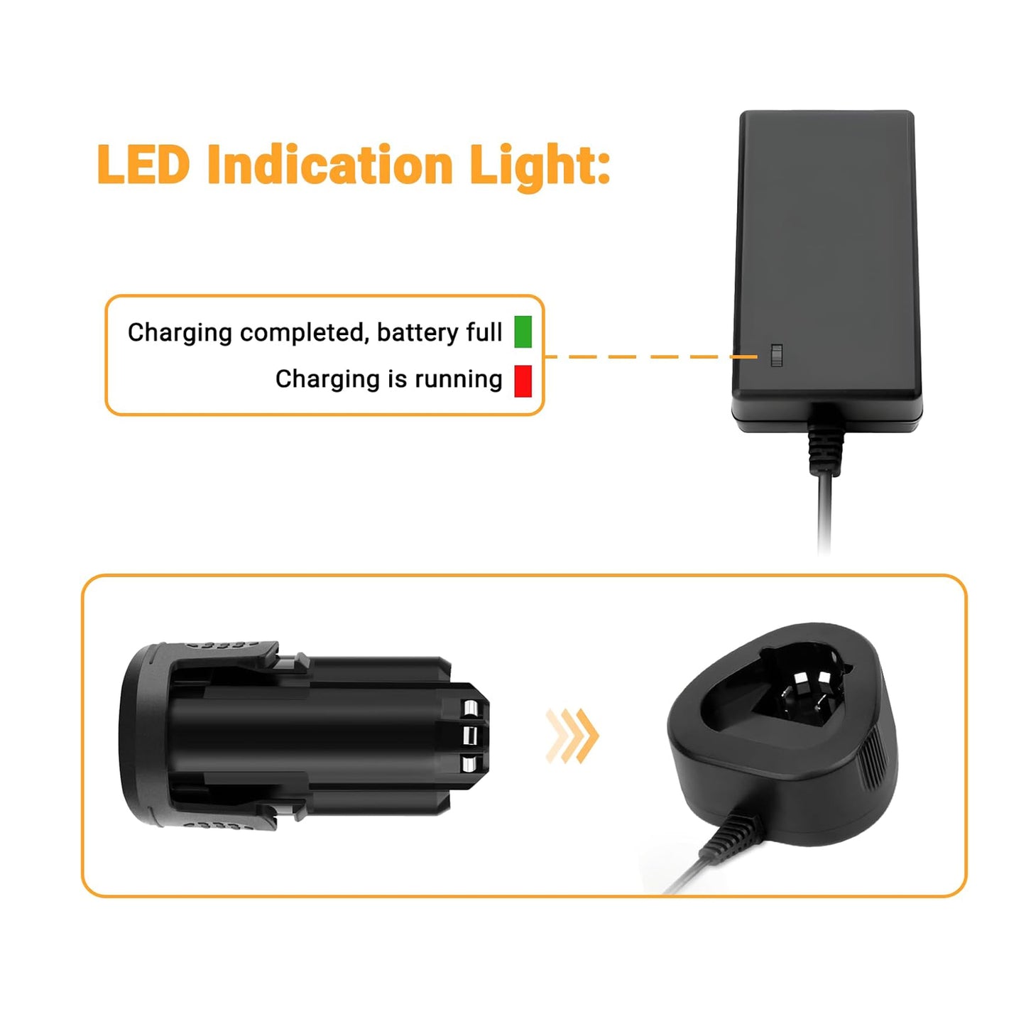 `SHENTEC 3000ｍAh 12V Lithium-Ionen-Akku kompatibel mit Dremel (12V-Ladegerät inklusive)`
