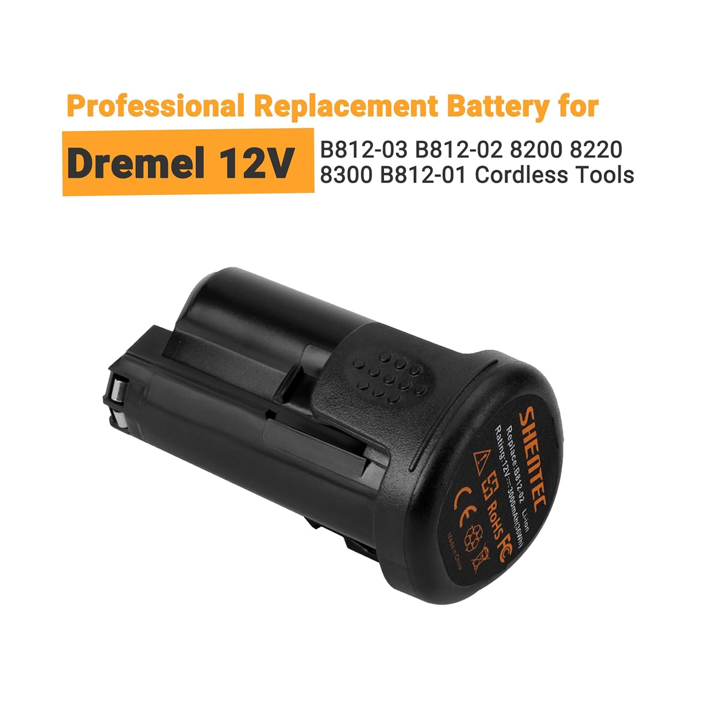 `SHENTEC 3000ｍAh 12V Lithium-Ionen-Akku kompatibel mit Dremel (12V-Ladegerät inklusive)`