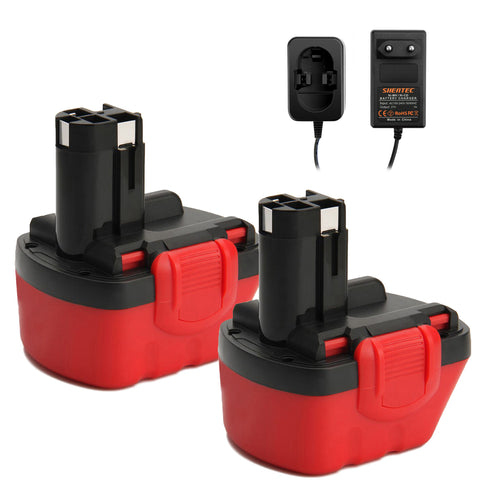 SHENTEC 2X 12V 5.0Ah Akku + Ladegerät für Bosch 2607335249 2607335261 2607335273 BAT043 BAT045