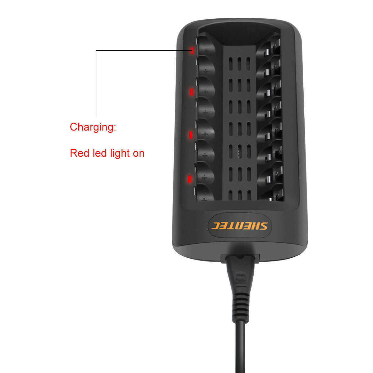 SHENTEC Intelligentes LED-Ladegerät für 8 AA/AAA Ni-MH/Ni-Cd-Akkus