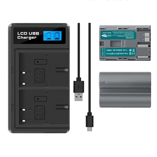 2x BP-511 Akku & LCD-Doppel-Ladegerät Für Canon EOS 40D 50D BP-511A 300D 20D 30D