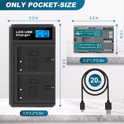 2x BP-511 Akku & LCD-Doppel-Ladegerät Für Canon EOS 40D 50D BP-511A 300D 20D 30D