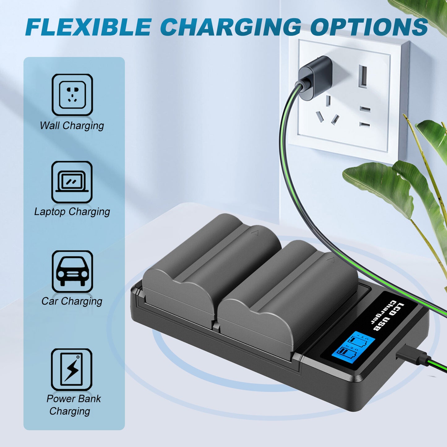 2x BP-511 Akku & LCD-Doppel-Ladegerät Für Canon EOS 40D 50D BP-511A 300D 20D 30D