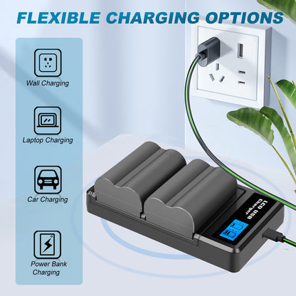 2x BP-511 Akku & LCD-Doppel-Ladegerät Für Canon EOS 40D 50D BP-511A 300D 20D 30D