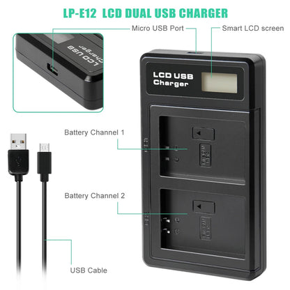 2x LP-E12 Akku + Ladegerät für Canon EOS M, M10, M50, PowerShot SX70