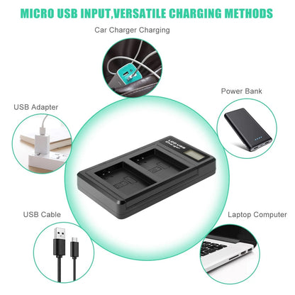 2x LP-E12 Akku + Ladegerät für Canon EOS M, M10, M50, PowerShot SX70