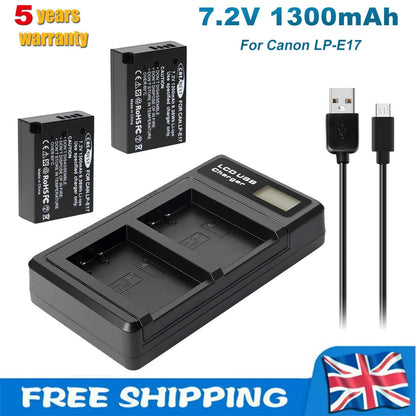 2x LP-E17 Akku+Ladegerät Für Canon M3 200D 250D 750D 850D 800D X8i X9 77D M6 M5