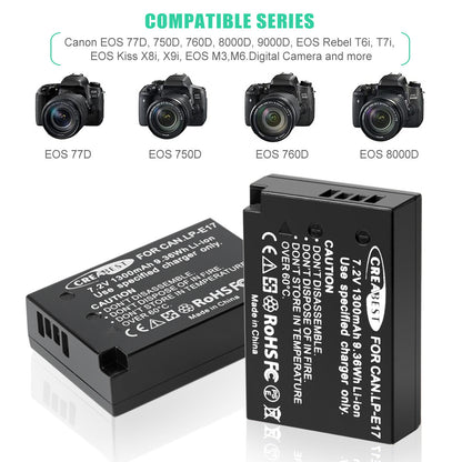 2x LP-E17 Akku+Ladegerät Für Canon M3 200D 250D 750D 850D 800D X8i X9 77D M6 M5