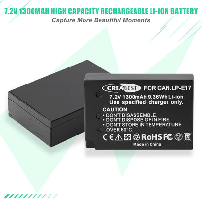 2x LP-E17 Akku+Ladegerät Für Canon M3 200D 250D 750D 850D 800D X8i X9 77D M6 M5