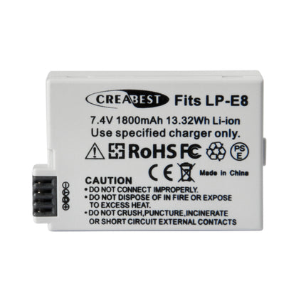 SHENTEC 2x LP-E8-Akku + Doppelladegerät für Canon EOS 550D 600D 650D 700D Kiss T2i X4 X5