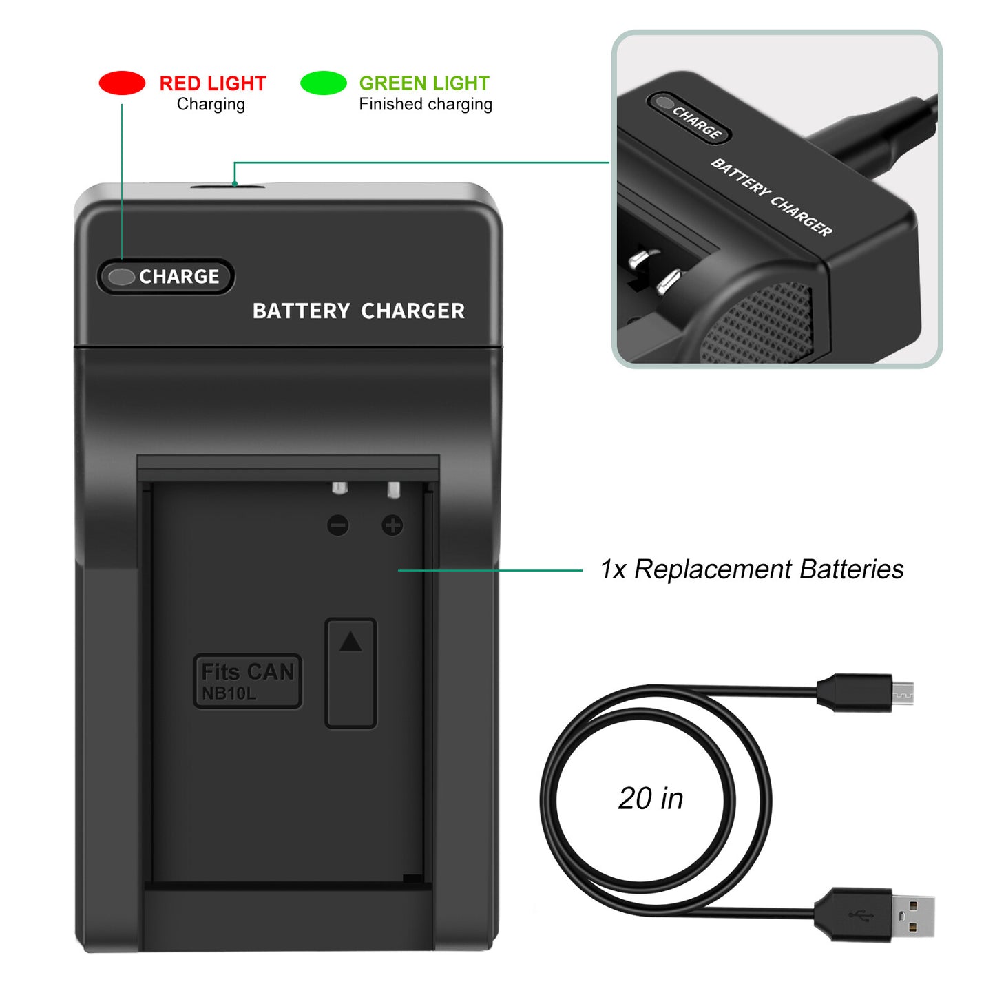 2x NB-10L Akku+Ladegerät Für Canon PowerShot G15 G16 G1X SX50HS SX60HS SX40HS
