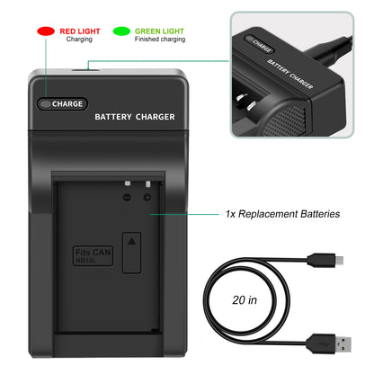 2x NB-10L Akku+Ladegerät Für Canon PowerShot G15 G16 G1X SX50HS SX60HS SX40HS