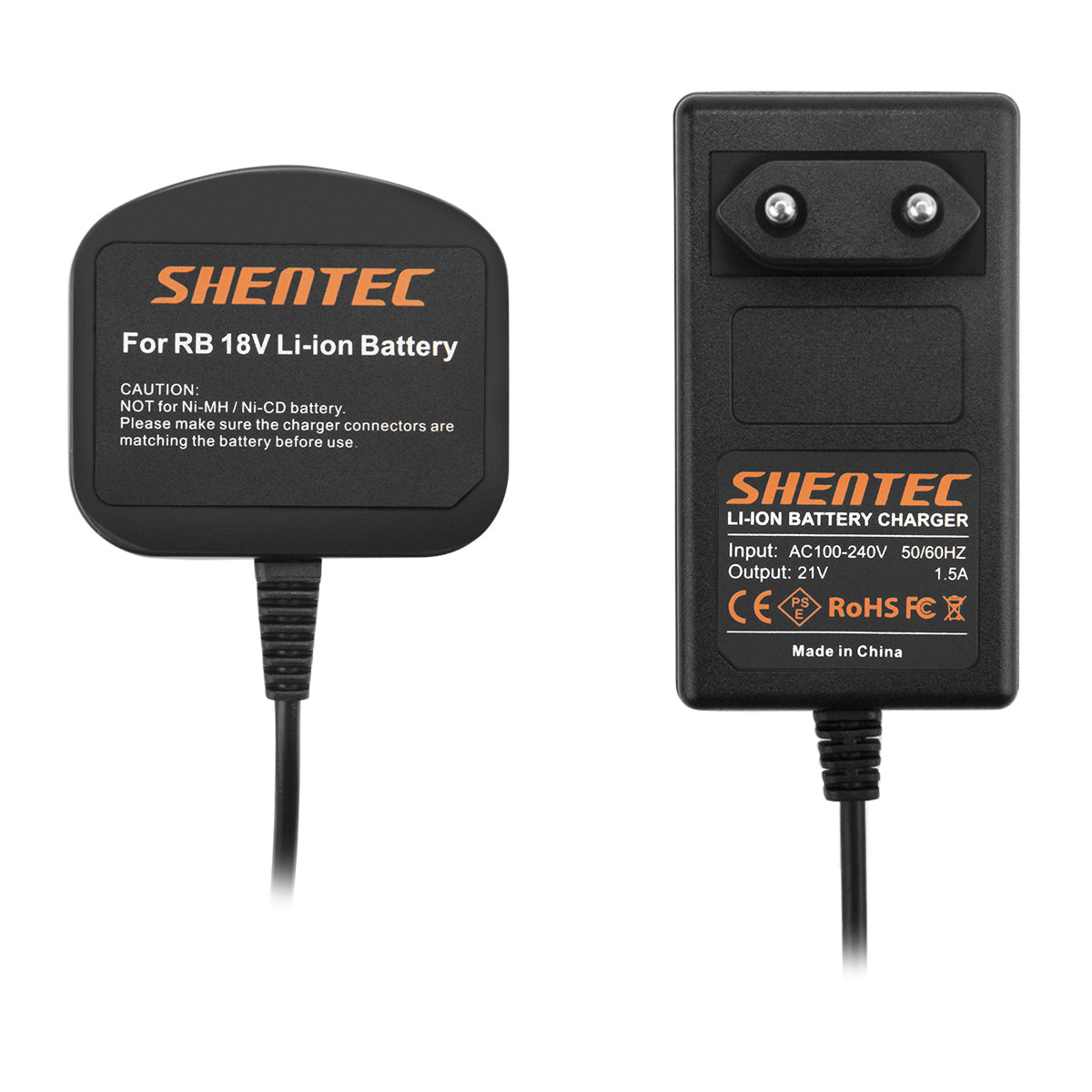 SHENTEC 18V Akkuladegerät für RYOBI BPL18151/P105/P106/P108/P102/CMD-1802/CMI-1802