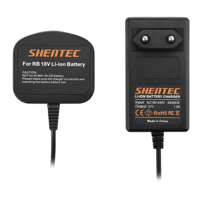 SHENTEC 18V Akkuladegerät für RYOBI BPL18151/P105/P106/P108/P102/CMD-1802/CMI-1802