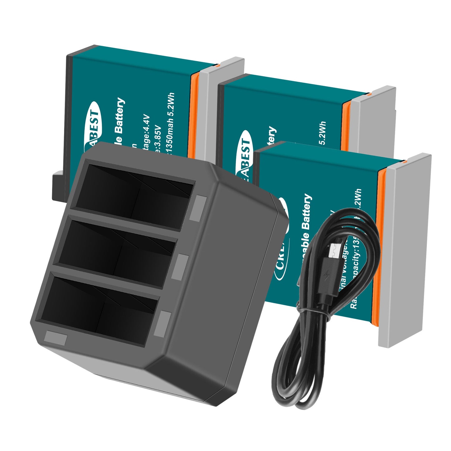 3x 1350mAh Akku + 3-Kanal USB-Schnellladegerät für DJI Osmo AB1 P01 PT1 Action