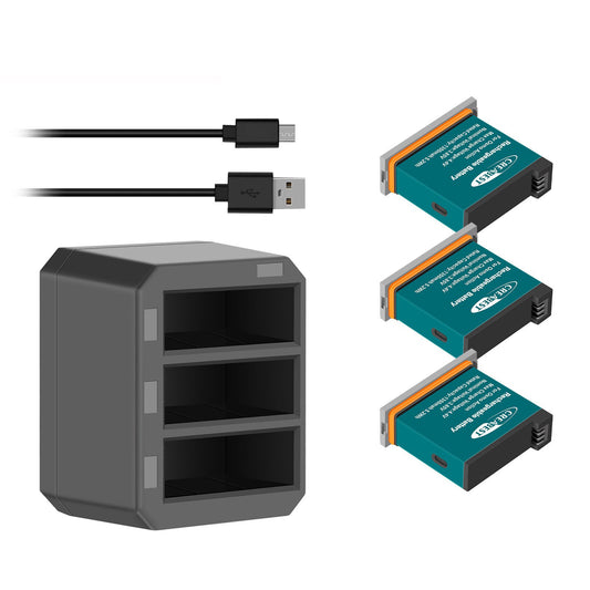 3x 1350mAh Akku + 3-Kanal USB-Schnellladegerät für DJI Osmo AB1 P01 PT1 Action