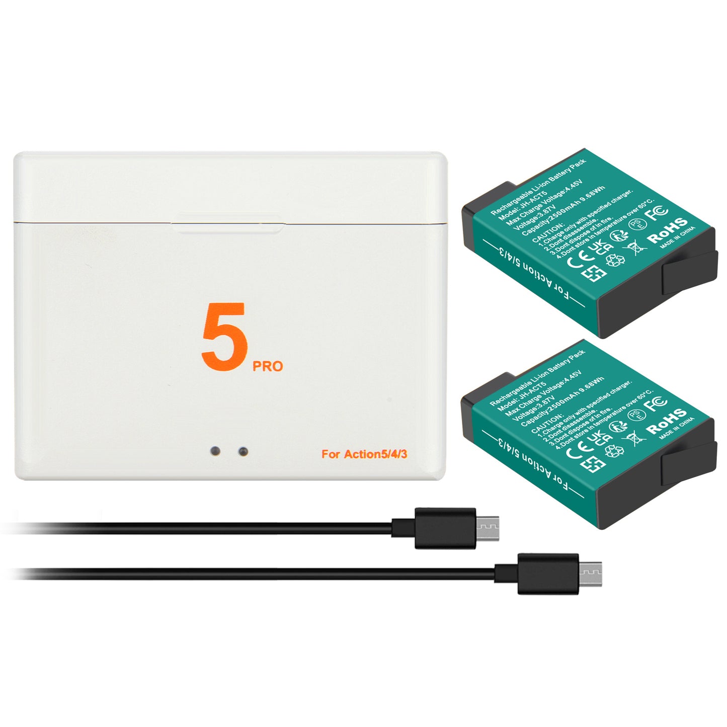 2x Akku+Ladegerät für DJI Osmo Action 5 Pro, Action 4, Action 3
