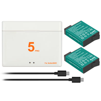 2x Akku+Ladegerät für DJI Osmo Action 5 Pro, Action 4, Action 3