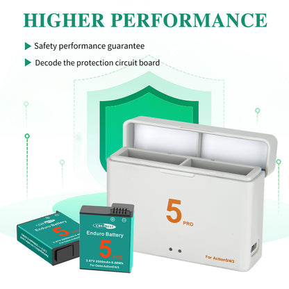 2x Akku+Ladegerät für DJI Osmo Action 5 Pro, Action 4, Action 3