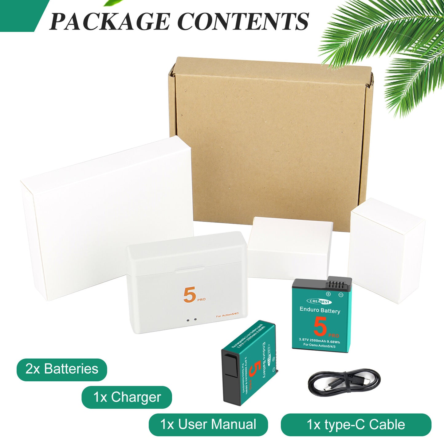 2x Akku+Ladegerät für DJI Osmo Action 5 Pro, Action 4, Action 3