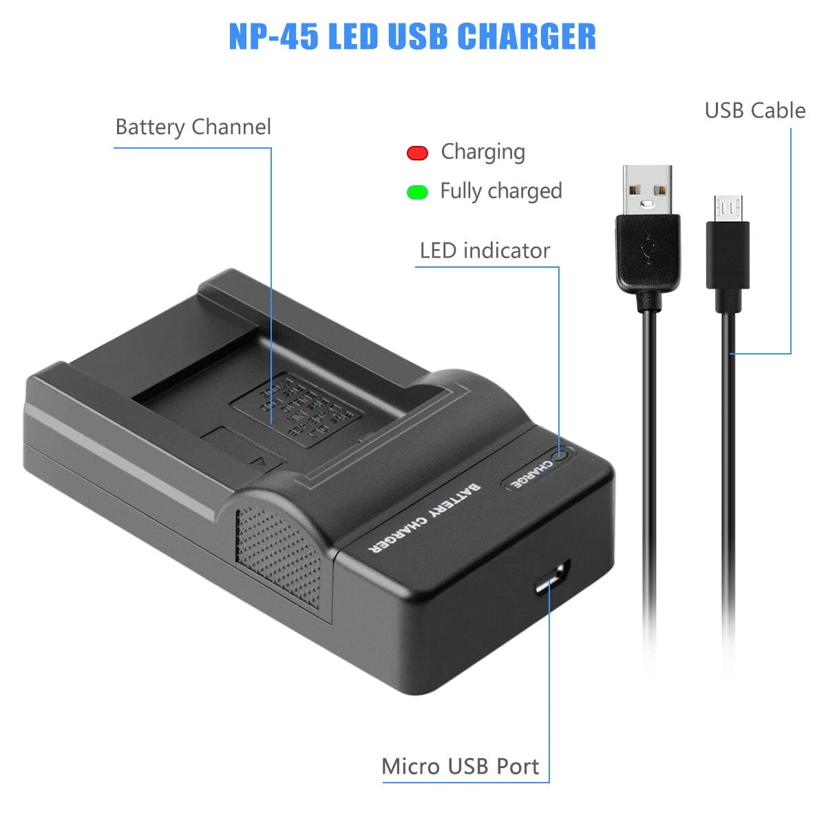 SHENTEC 3.6V 1200mAh Akku für Fujifilm NP-45, Olympus, Nikon EN-EL10 + Ladegerät