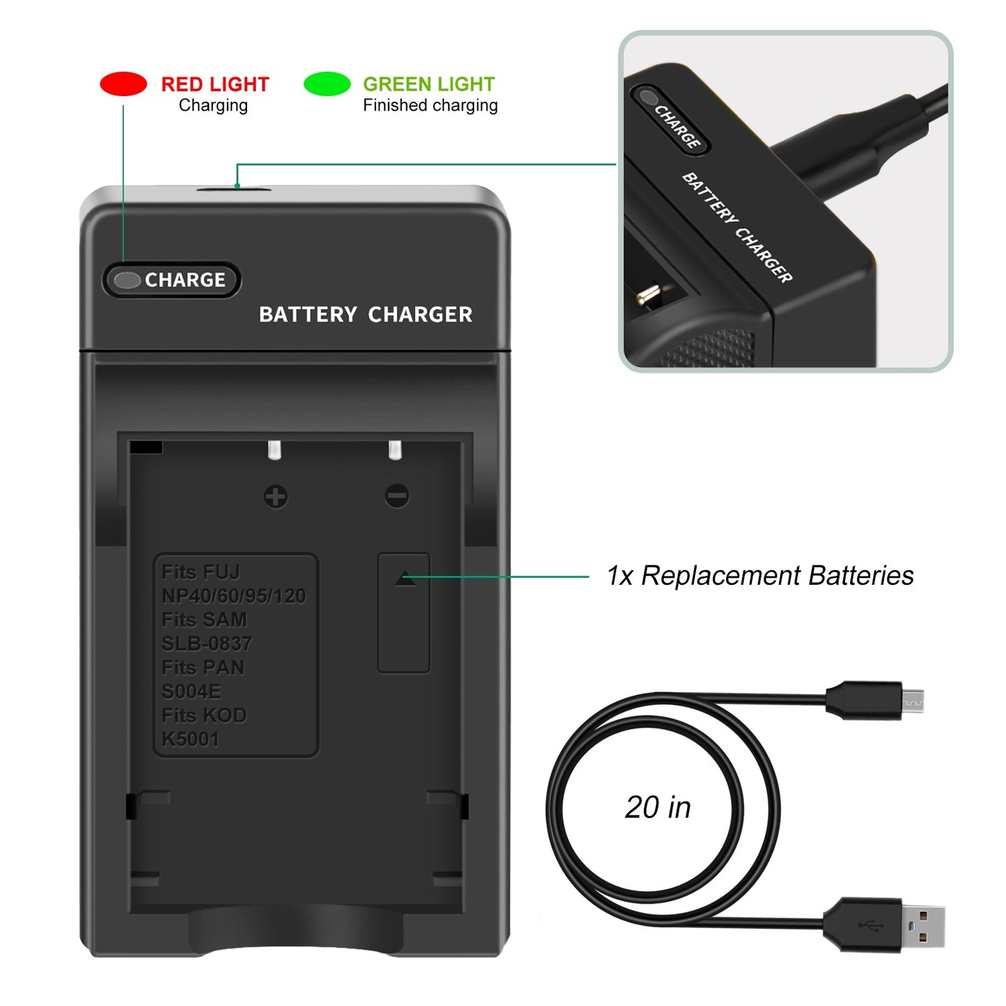 2x NP-95 NP95 3.7V Akku+Ladegerät für Fujifilm Finepix F30 F31 F31fd X100 X100s