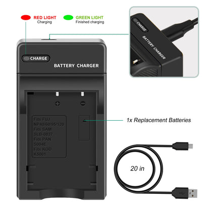 2x NP-95 NP95 3.7V Akku+Ladegerät für Fujifilm Finepix F30 F31 F31fd X100 X100s