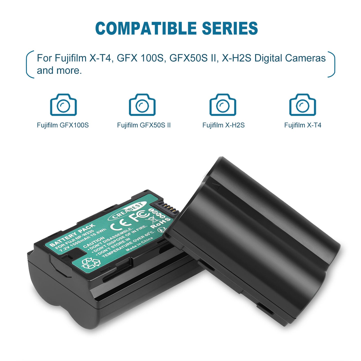 2x NP-W235 Akku + Doppel-Ladegerät für Fujifilm GFX 100S 50S II X-H2S X-T5 XT4 X-T4