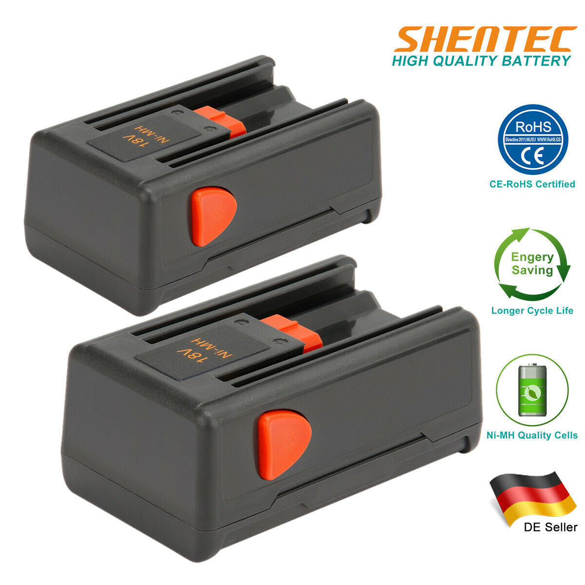 SHENTEC 2x 18V 2AH Ni-MH Akku für Gardena 8834-20 648844 648872 SmallCut 300 EasyCut 42