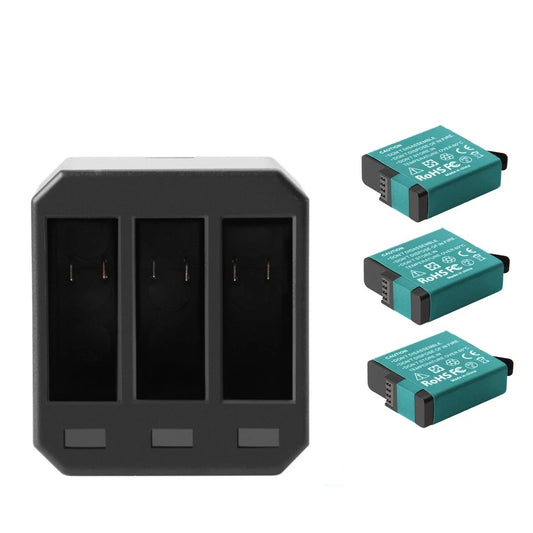 3er Akku AHDBT-501 601 701 für GoPro HERO 7 HERO 6 HERO 5 Black + Dreifach-Ladegerät