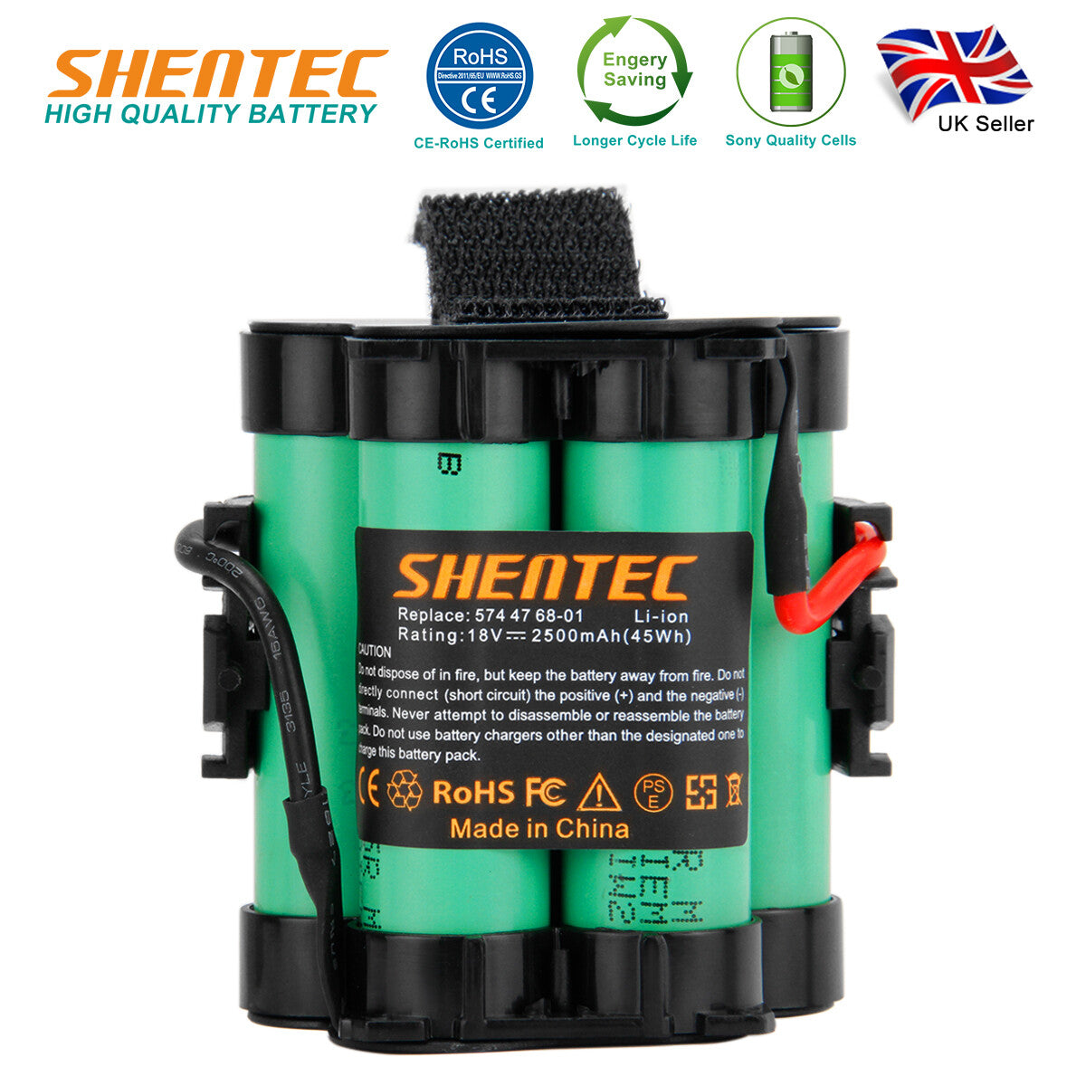SHENTEC 18V 2500mAh Li-Ion-Akku für Husqvarna Automower 105, Gardena R38Li, R40Li, R45Li