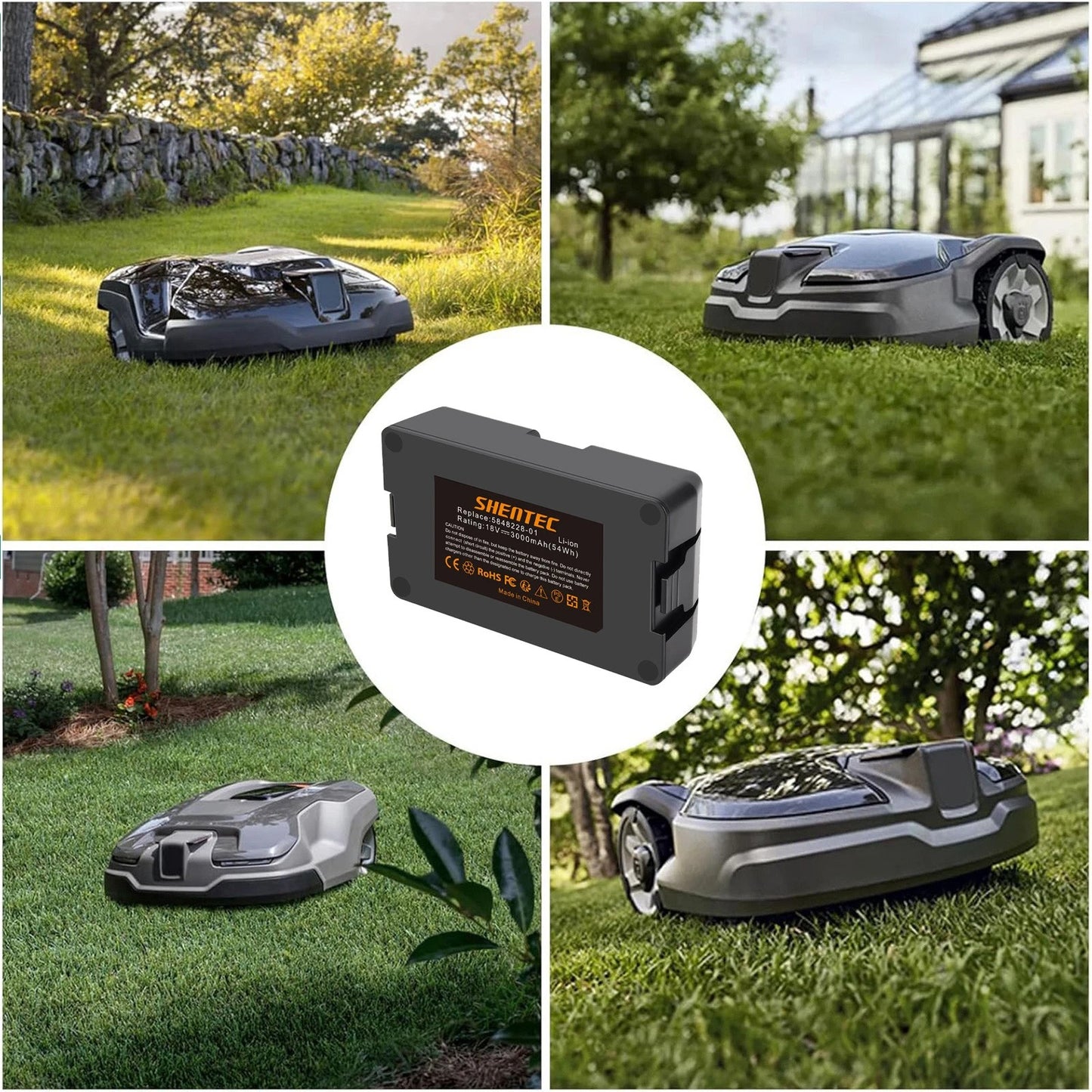 SHENTEC 3500mAH 18V Li-Ion-Akku für Gardena Sileno 2020 City 2018 Sileno+R100L