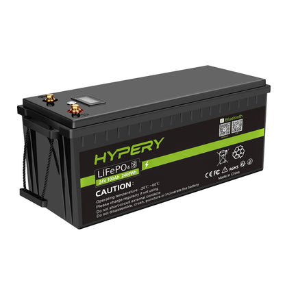 24V 100Ah LiFePO4 Lithium Battery BMS Deep Cycle Bluetooth LCD For Off-Grid Solar RV