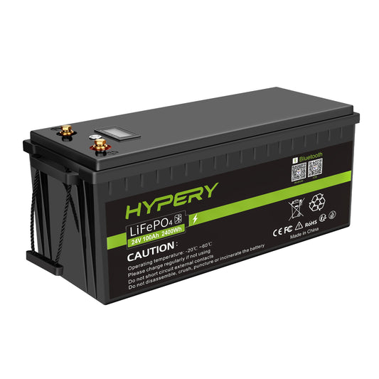 24V 100Ah LiFePO4 Lithium-Batterie mit BMS, Deep-Cycle, Bluetooth und LCD für Off-Grid-Solar und Wohnmobil